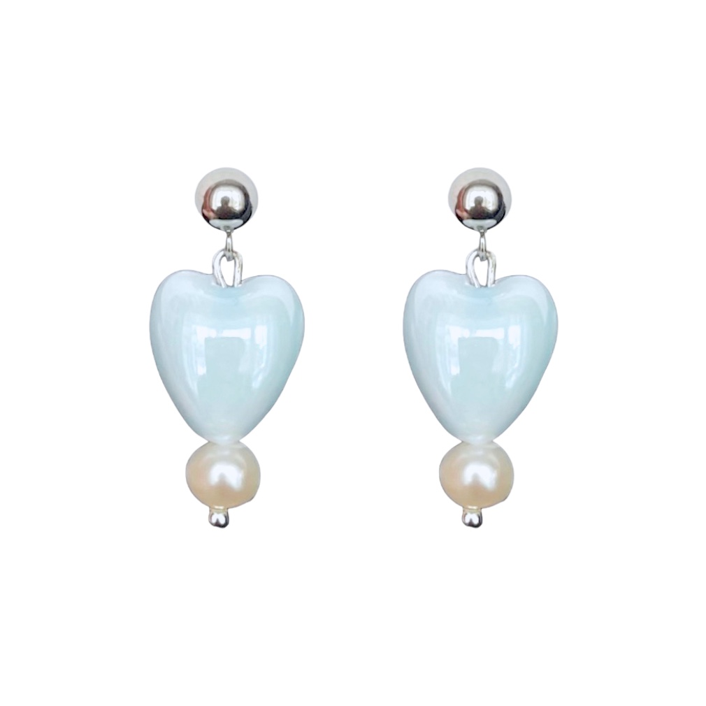 Серьги Blue Pearl Heart